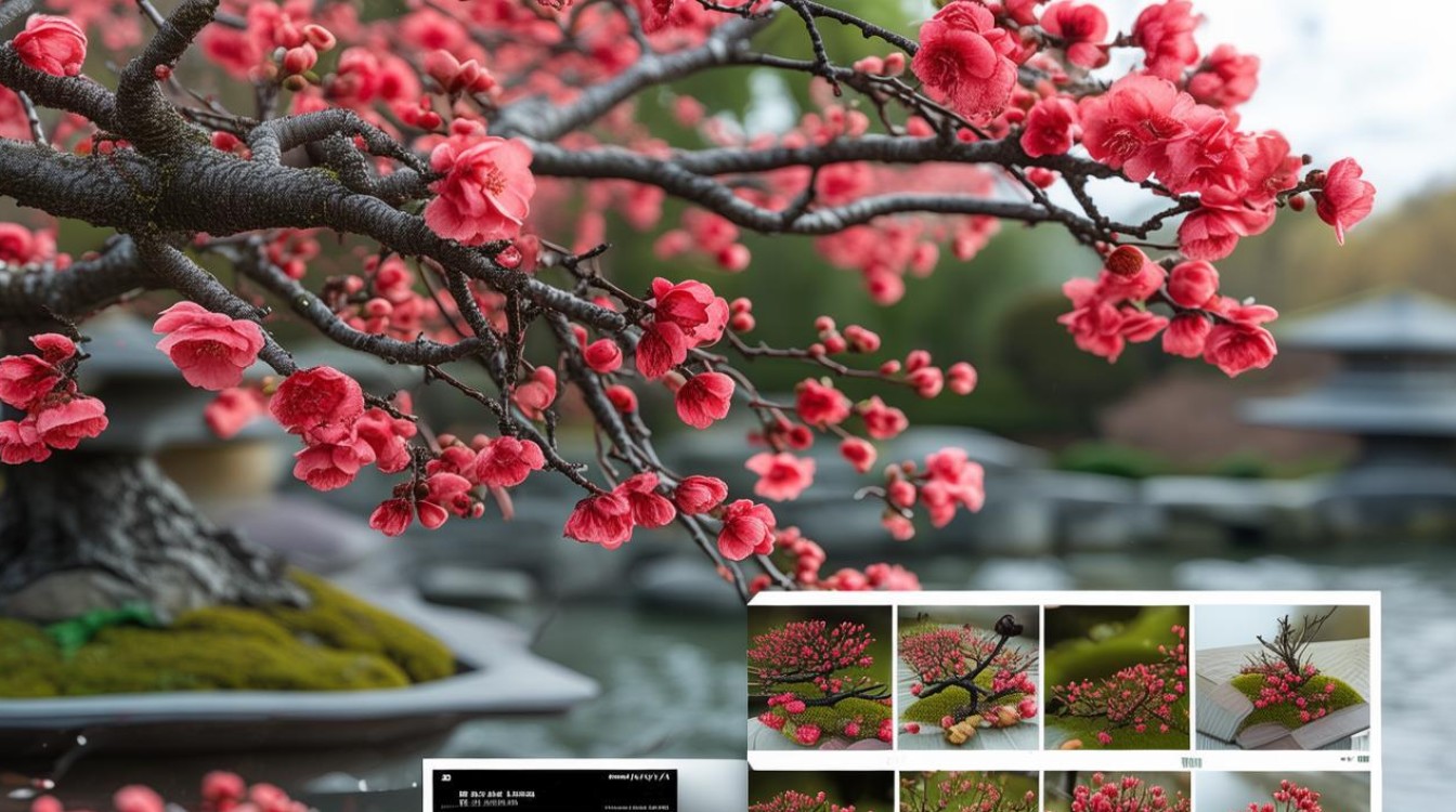 红梅花盆景的养殖方法，红梅花盆景的养殖方法视频-图1